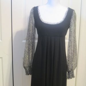 Black "Muse" Dress w/ sheer animal print sleeves